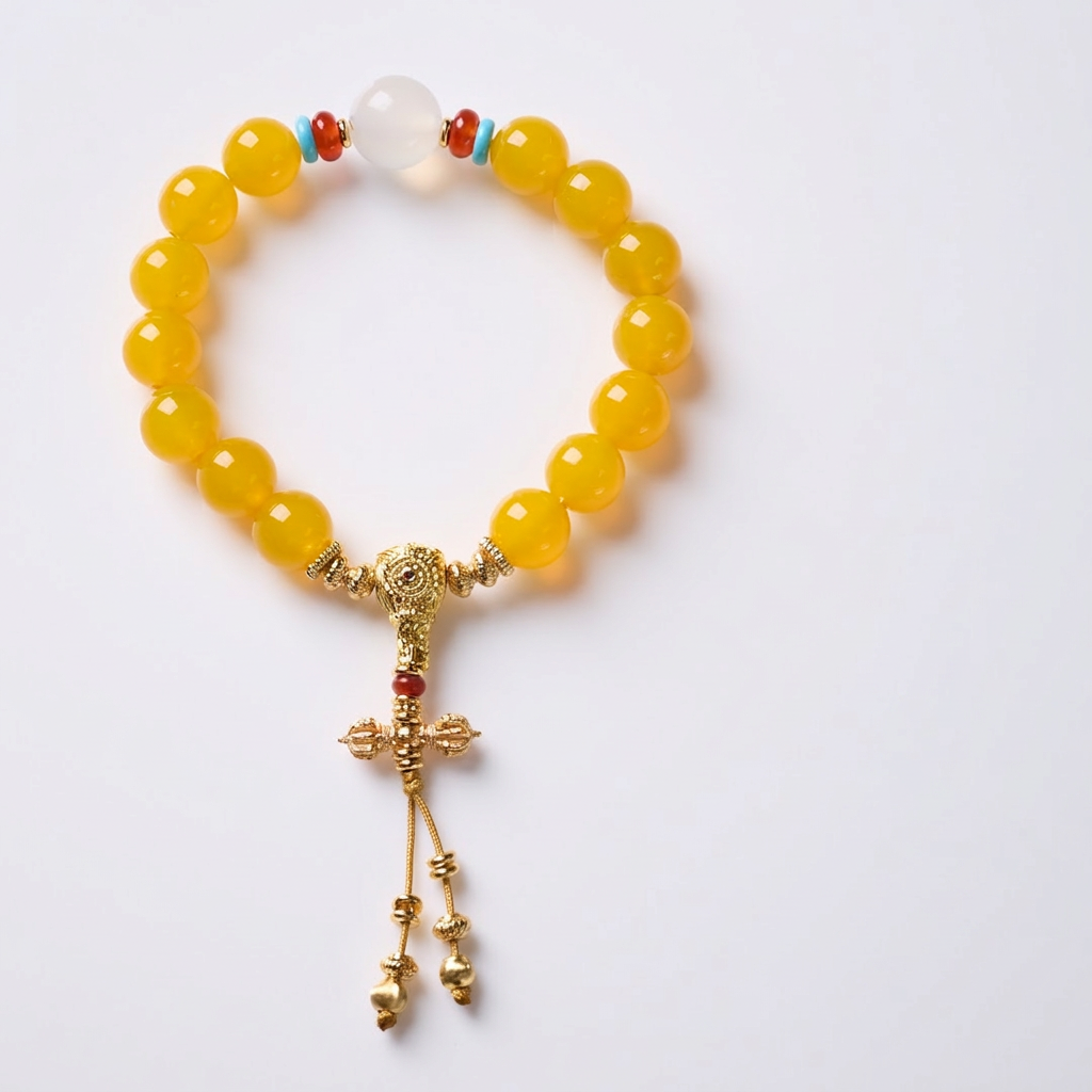 Yellow Agate & Vajra Bracelet