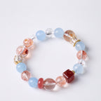 Blue Jade & Red Rutilated Quartz Peace Bracelet