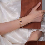 Citrine, White Crystal & Obsidian Wealth Bracelet