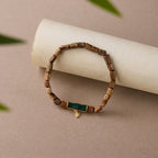 Agarwood & Silver Blue Bamboo Bracelet