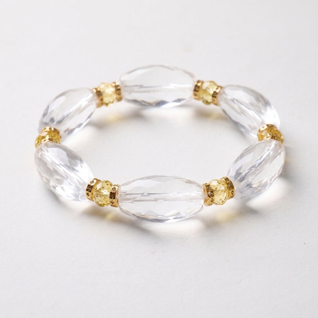 White Crystal Petal & Yellow Crystal Bracelet