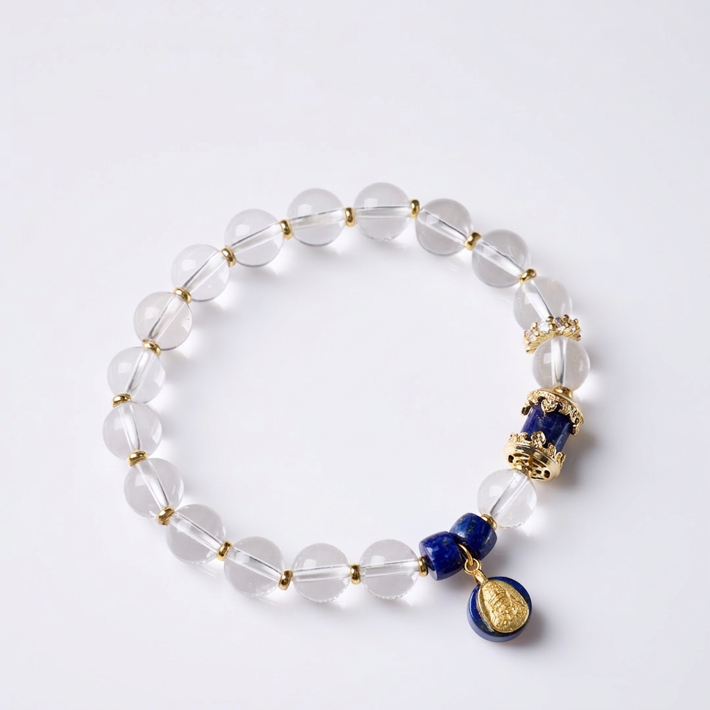 White Crystal & Lapis Lazuli Zhakilamu Bracelet