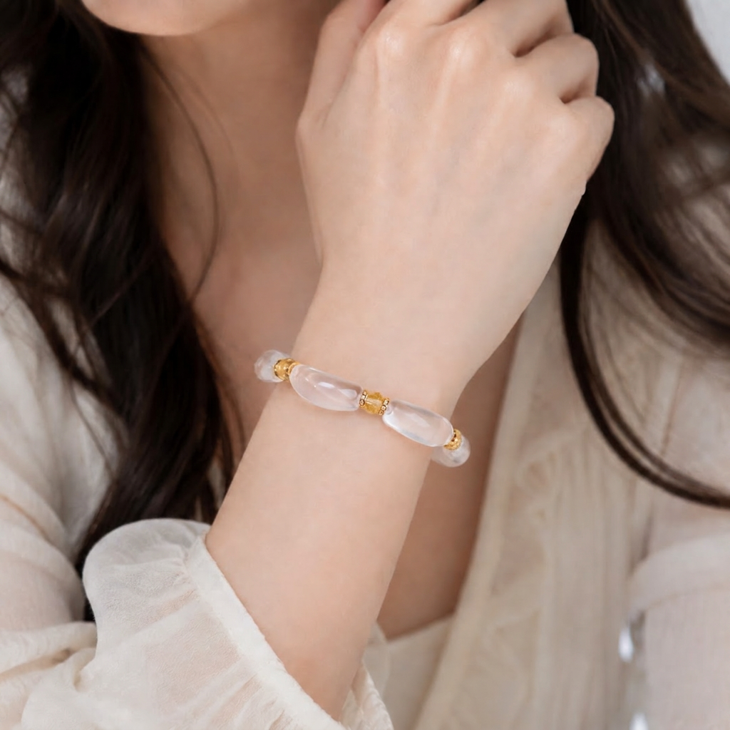White Crystal Petal & Yellow Crystal Bracelet