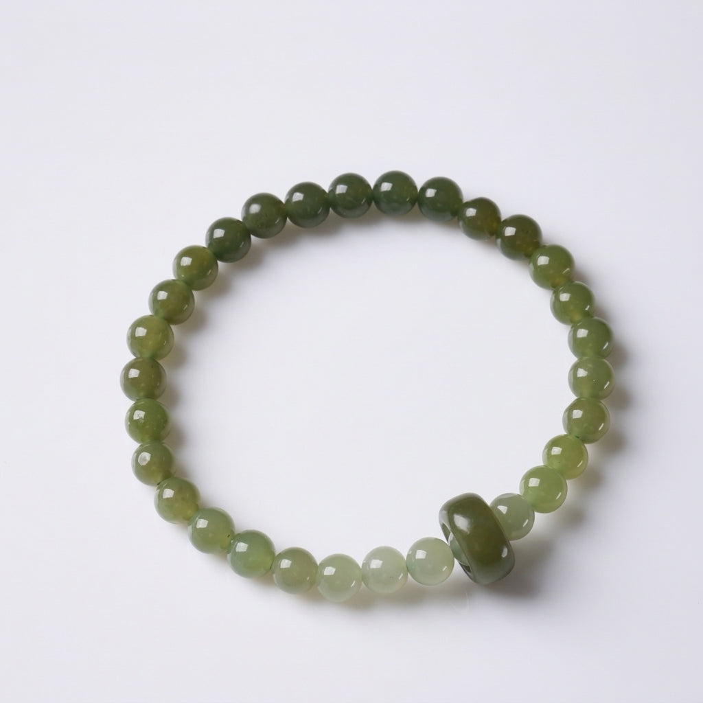 Gradient Hetian Jade Coin Bracelet
