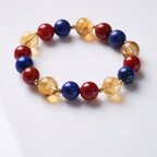 Red Agate & Golden Citrine & Lapis Lazuli Bracelet