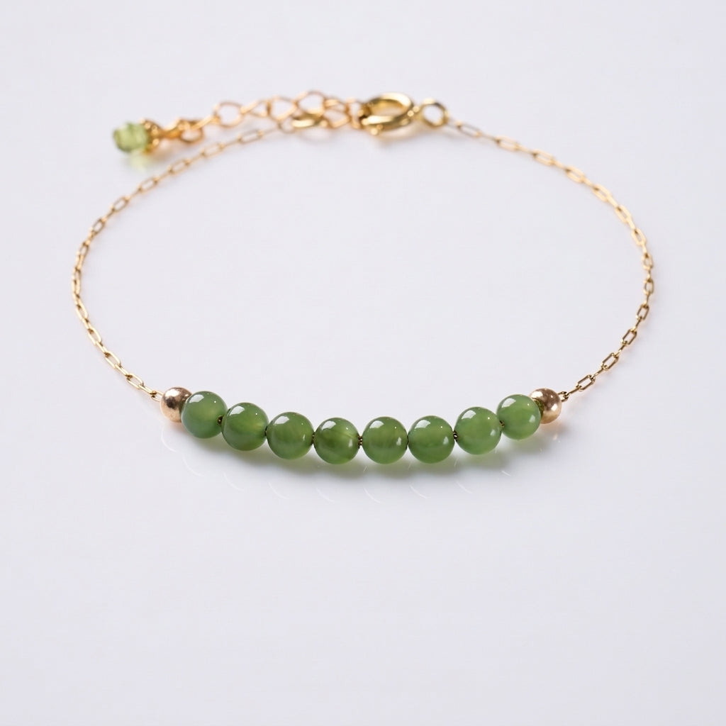 Green Jadeite Bead Chain Bracelet