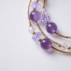 Amethyst & Crushed Ice Curved Tube Triple-Wrap Bracelet
