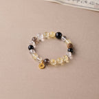 Citrine, White Crystal & Obsidian Wealth Bracelet