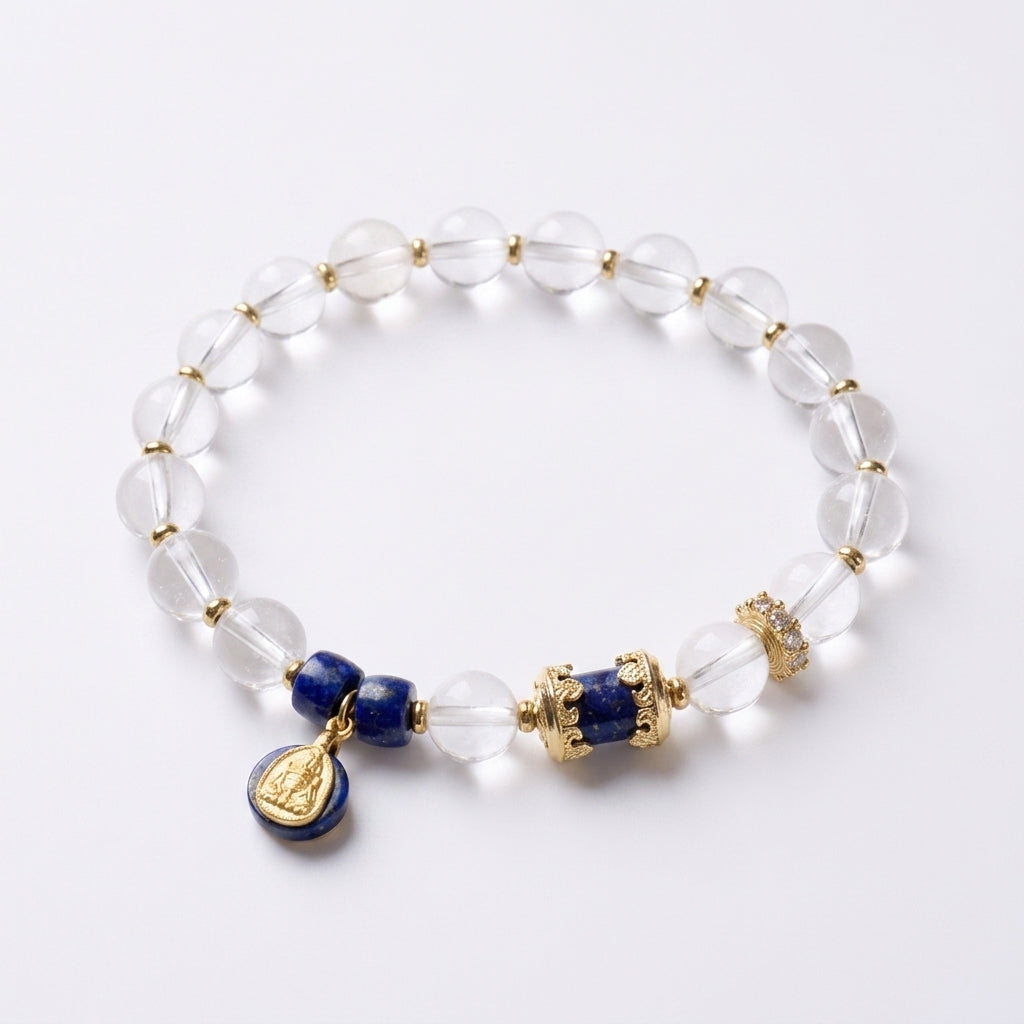 White Crystal & Lapis Lazuli Zhakilamu Bracelet