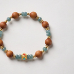 Sandalwood & Blue Jadeite Abacus Bead Bracelet