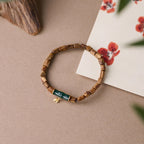 Agarwood & Silver Blue Bamboo Bracelet