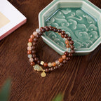 Agarwood, Jade Gourd & Color Crystal Bracelet