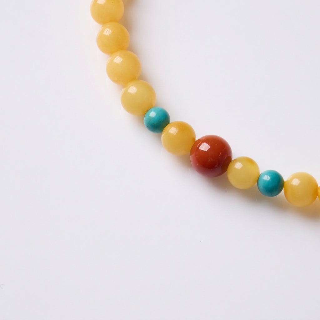 Beeswax & Southern Red Agate & Turquoise Bracelet