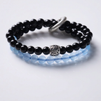 Black Obsidian & Blue Chalcedony Double-Wrap Bracelet