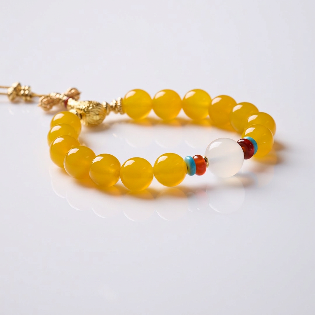 Yellow Agate & Vajra Bracelet