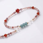 Rose Crystal & Blue Jadeite Vajra Compass Pendant Necklace
