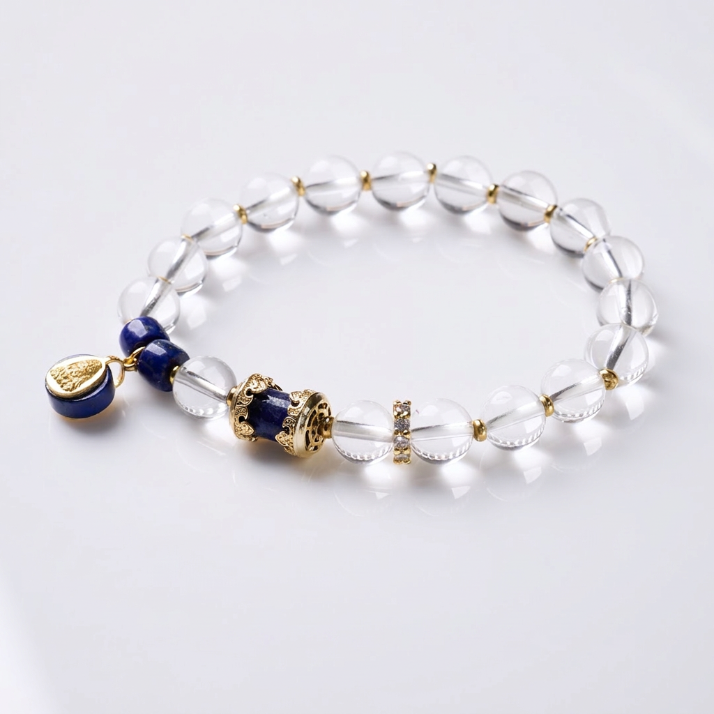 White Crystal & Lapis Lazuli Zhakilamu Bracelet