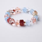 Blue Jade & Red Rutilated Quartz Peace Bracelet