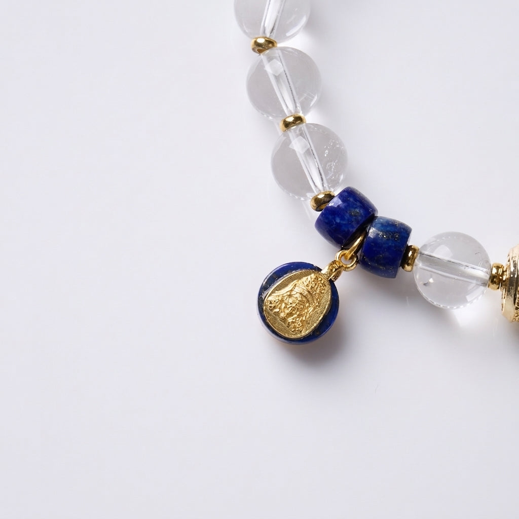 White Crystal & Lapis Lazuli Zhakilamu Bracelet