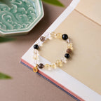 Citrine, White Crystal & Obsidian Wealth Bracelet