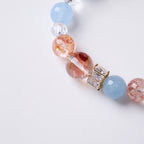 Blue Jade & Red Rutilated Quartz Peace Bracelet
