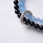 Black Obsidian & Blue Chalcedony Double-Wrap Bracelet