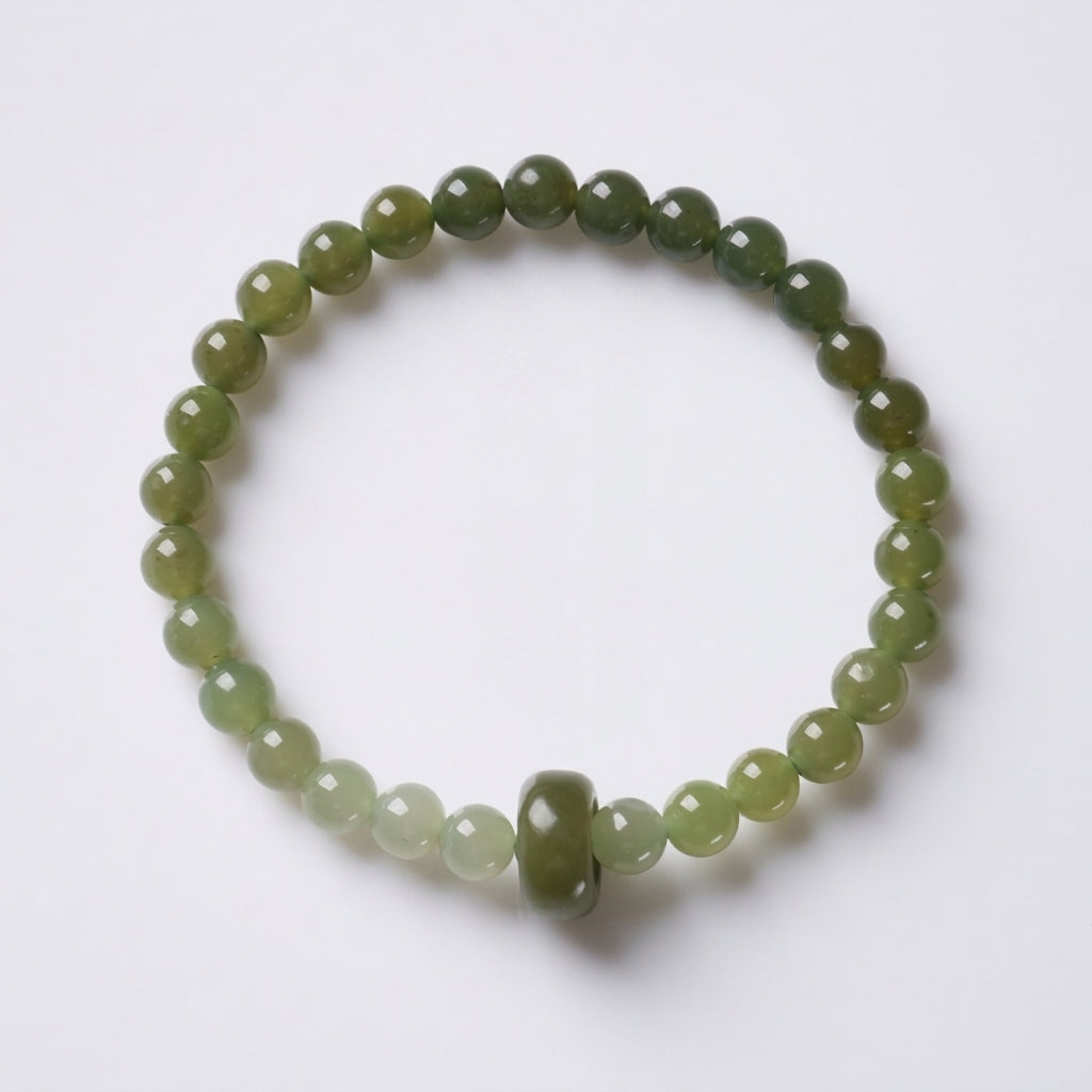 Gradient Hetian Jade Coin Bracelet