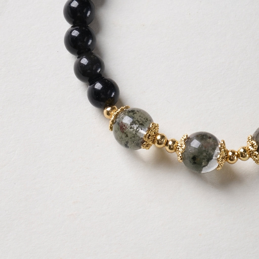 Rainbow Obsidian & Green Phantom Quartz Bracelet