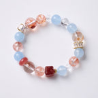 Blue Jade & Red Rutilated Quartz Peace Bracelet
