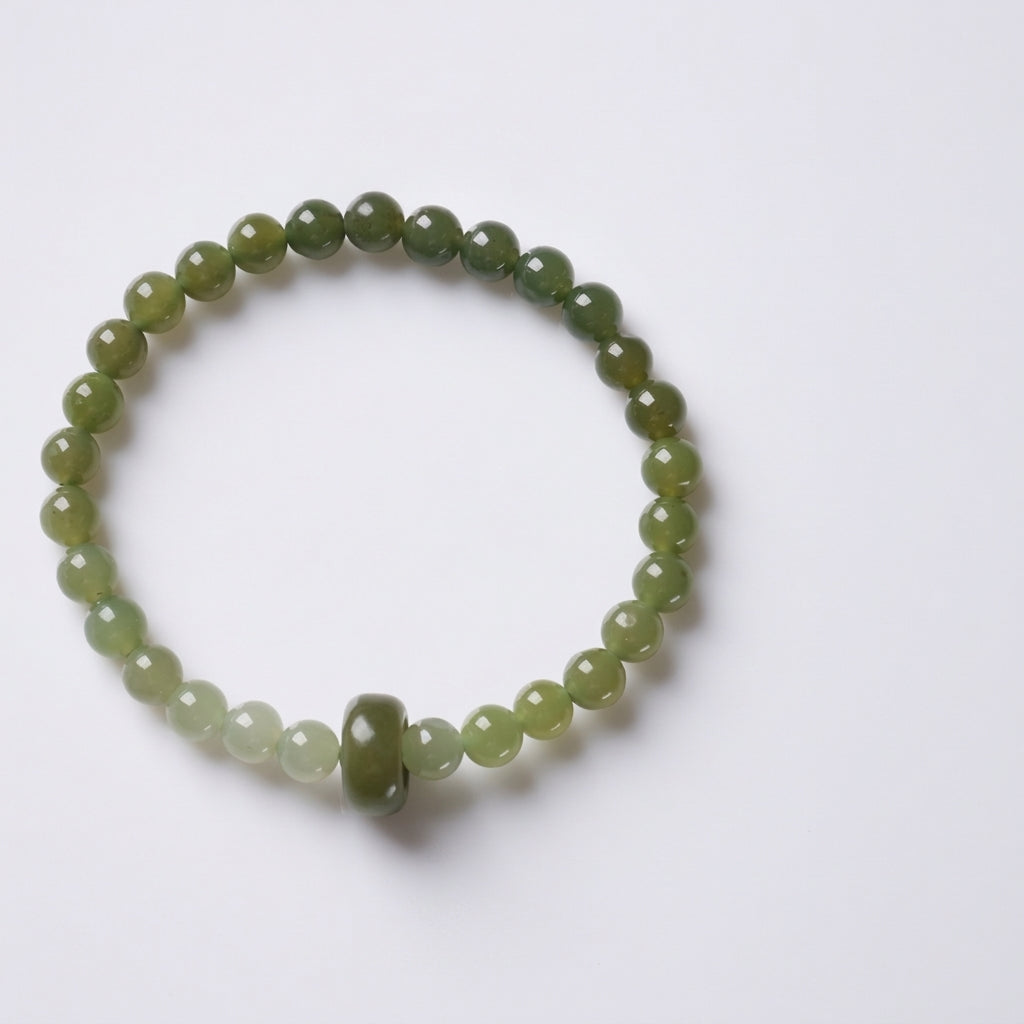 Gradient Hetian Jade Coin Bracelet