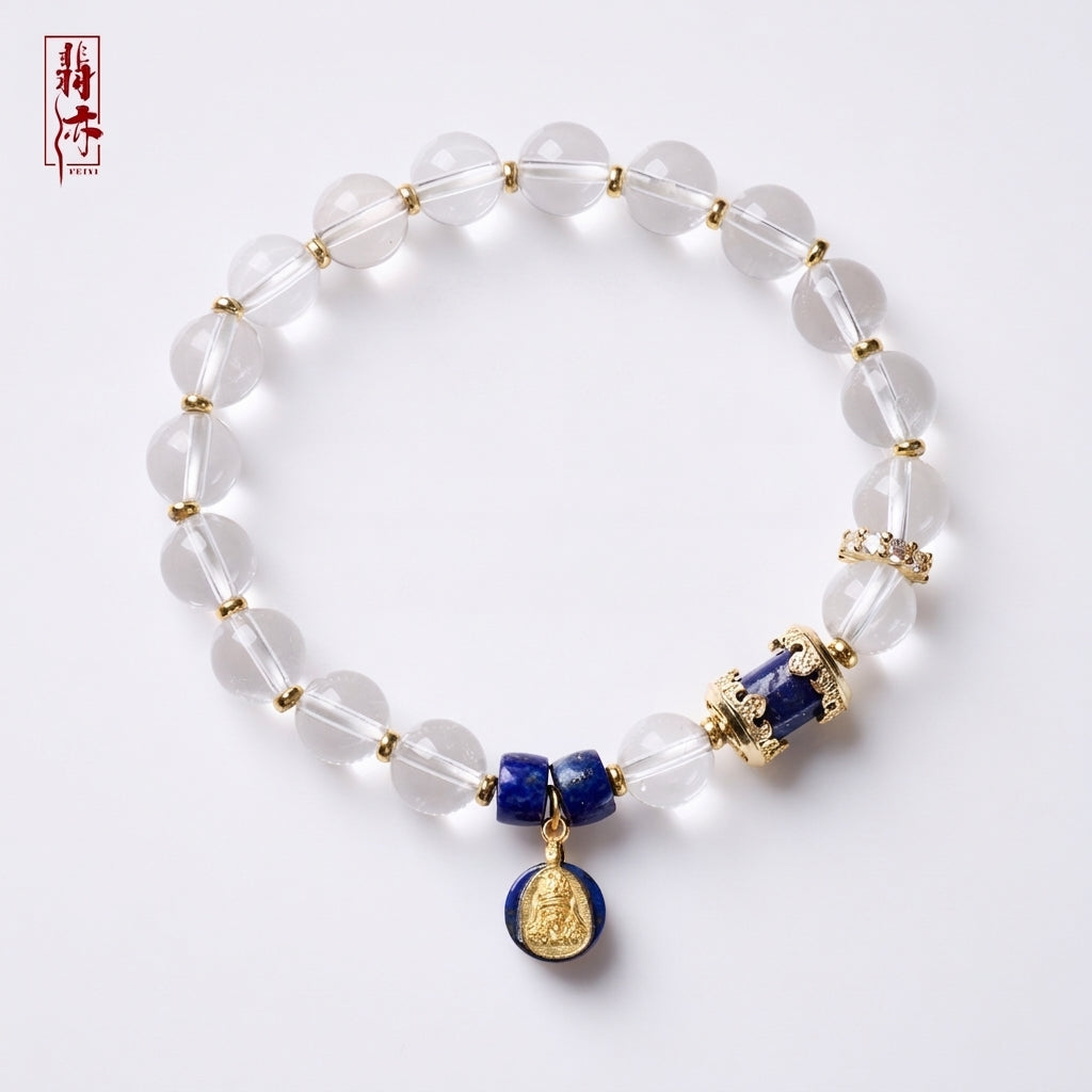 White Crystal & Lapis Lazuli Zhakilamu Bracelet