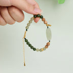Pulsera de Jade Hetian Lotus y Madera de Sándalo con Baño de Oro Vermeil