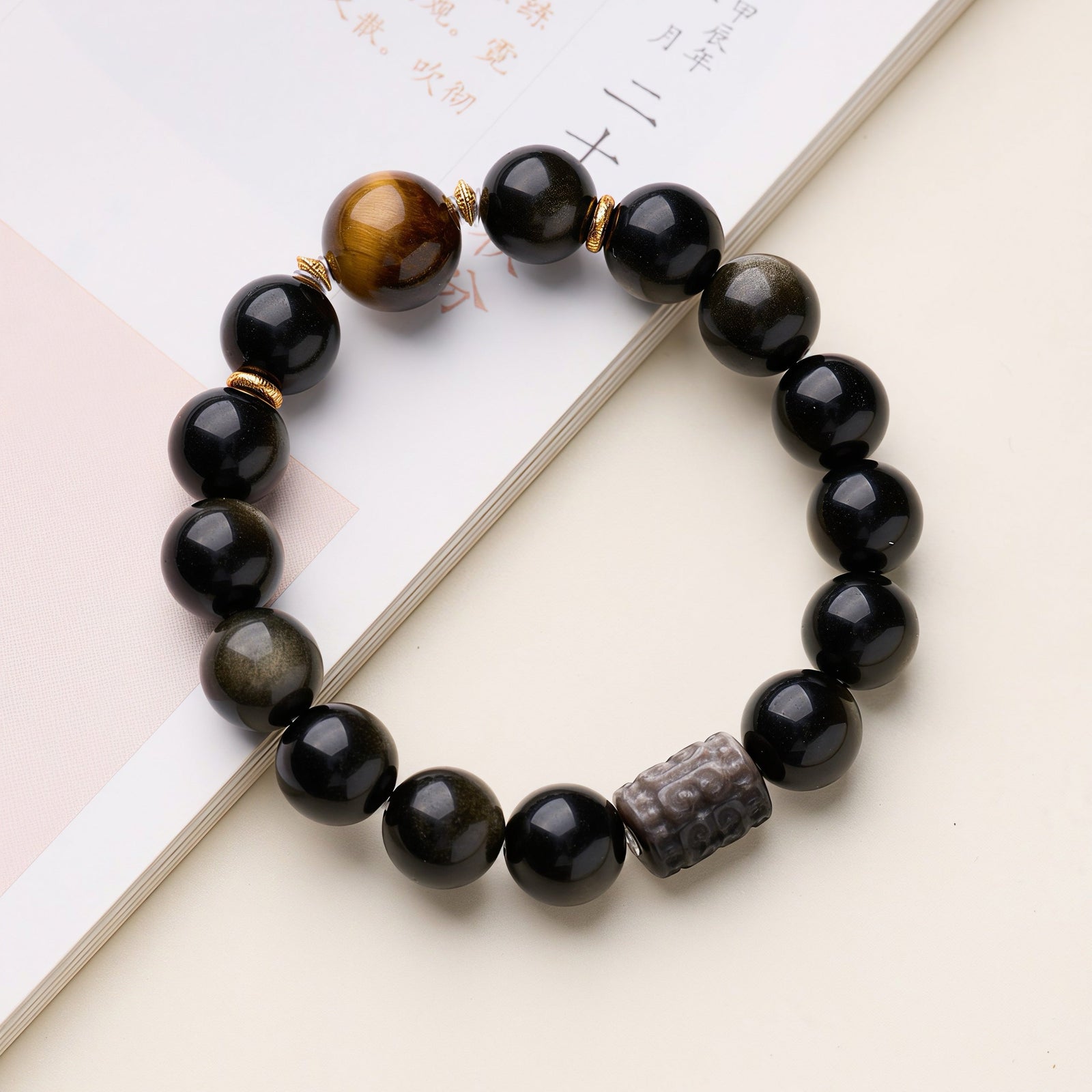 Golden Obsidian- und Tigerauge-Armband