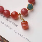 Pink Yanyuan Achat & Kaki-Armband