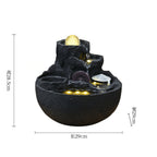 Fontaine de Table Zen Feng Shui | Rocaille de Montagne avec Boule Tournante, Roue à Eau & Brumisateur LED | « Bassin au Trésor » pour la Richesse & la Chance