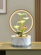 Fontaine en Cascade Zen Lotus avec Lumière Halo LED | Élément d'Eau Feng Shui Moderne pour Harmonie, Pureté & Prospérité