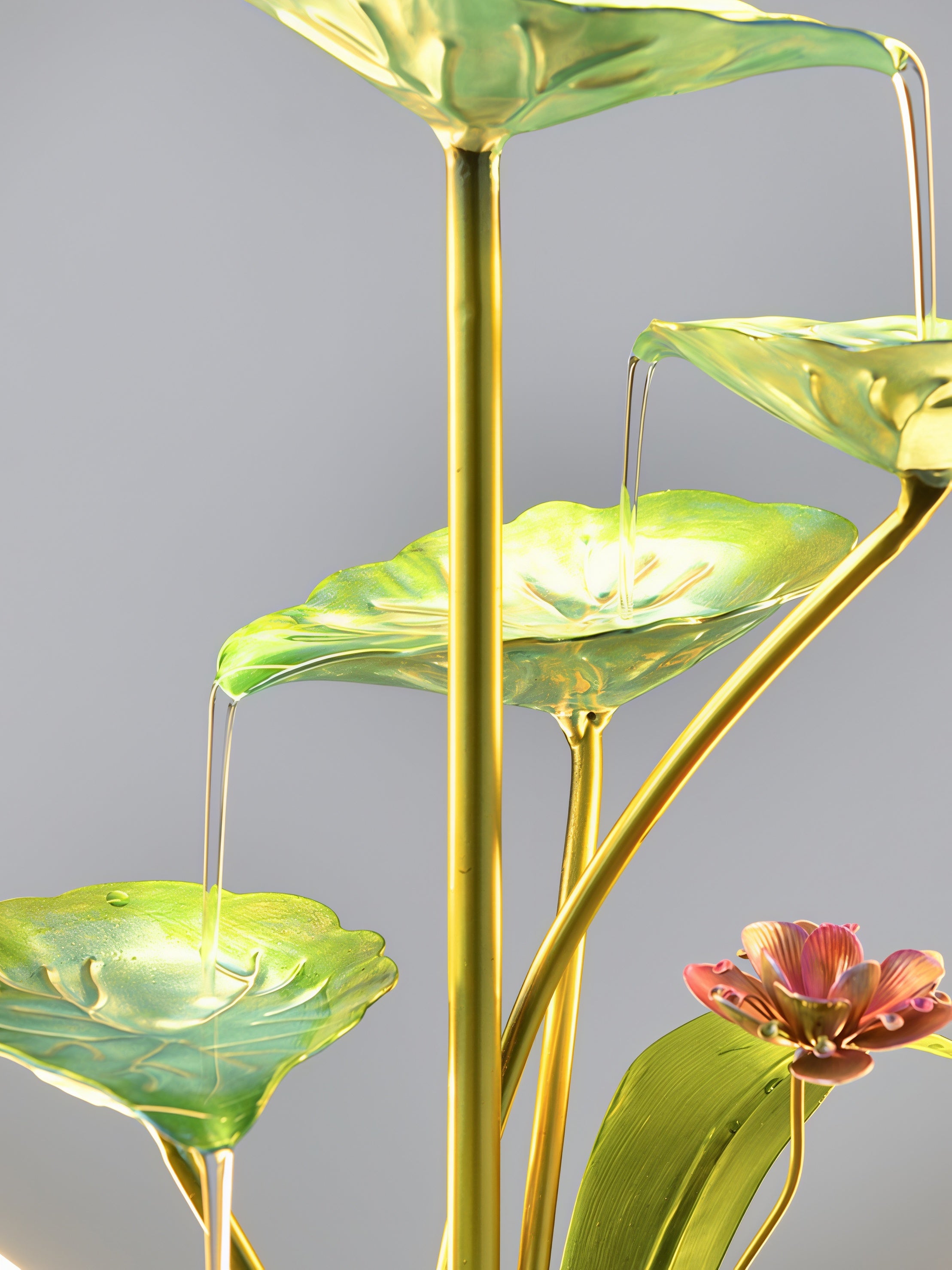 Fontaine en Cascade Zen Lotus avec Lumière Halo LED | Élément d'Eau Feng Shui Moderne pour Harmonie, Pureté & Prospérité