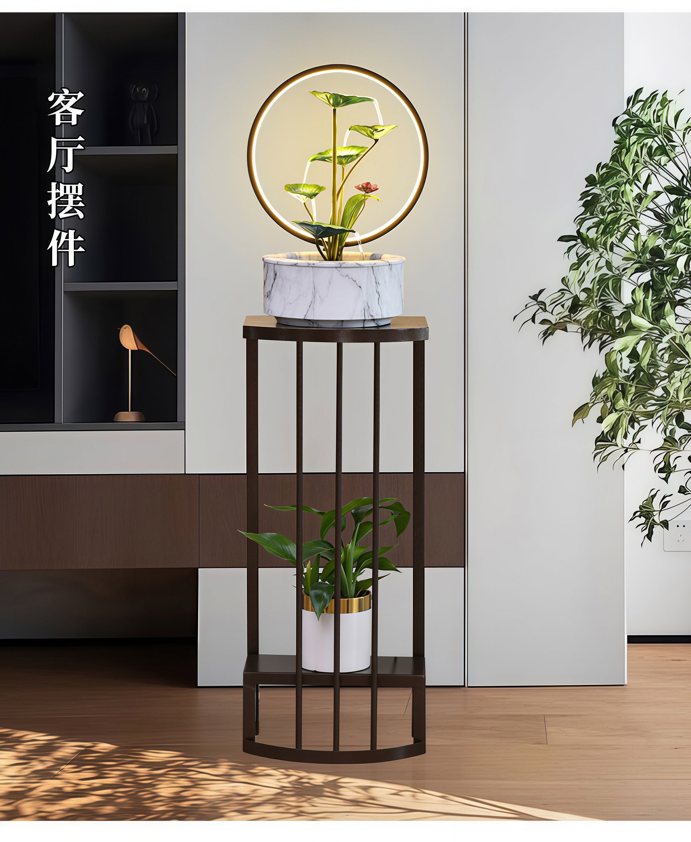 Fontaine en Cascade Zen Lotus avec Lumière Halo LED | Élément d'Eau Feng Shui Moderne pour Harmonie, Pureté & Prospérité