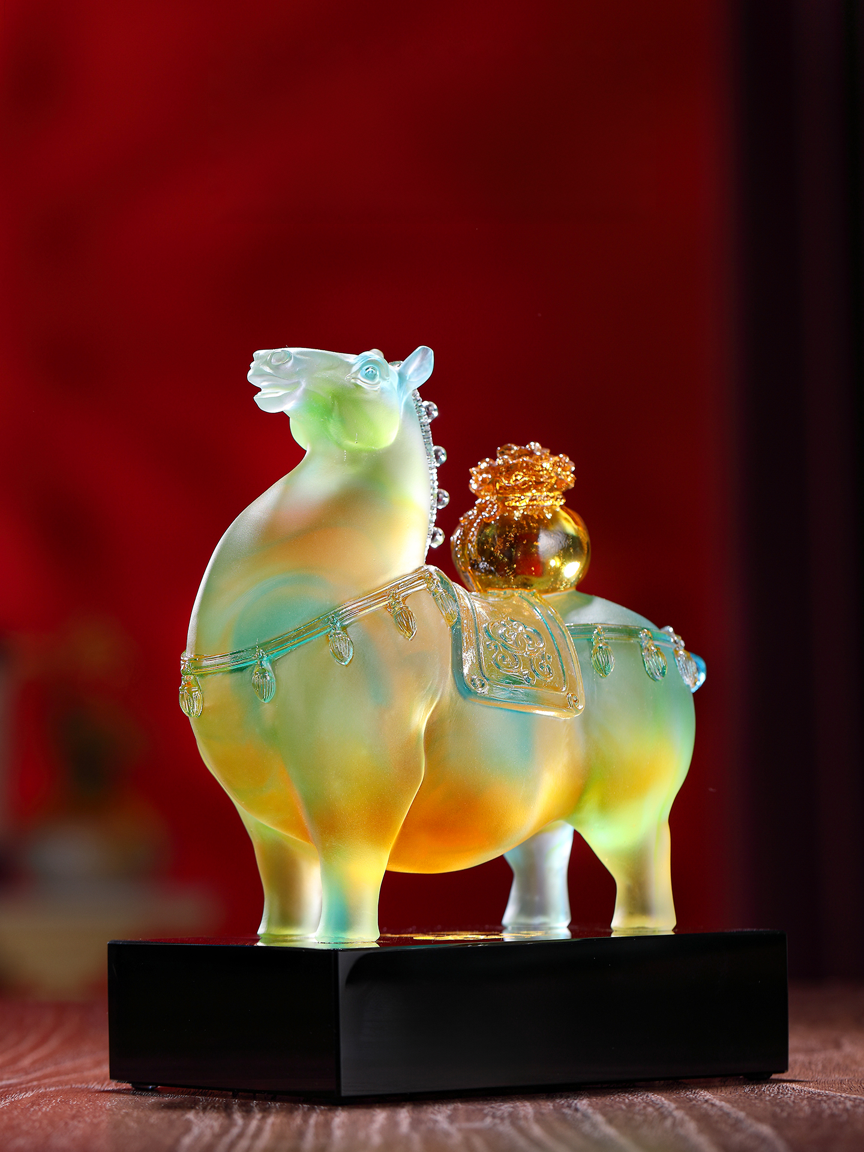 "Breathing Wealth" (Liu Li) Crystal Horse Statue – Ancient Glaze Cure for Immediate Prosperity & Yang Energy