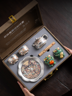 Dunhuang Gilded Silver "Good Tidings" Tea Set