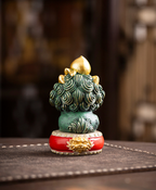 Ensemble Lion Feng Shui Jade Vert des Cinq Bénédictions