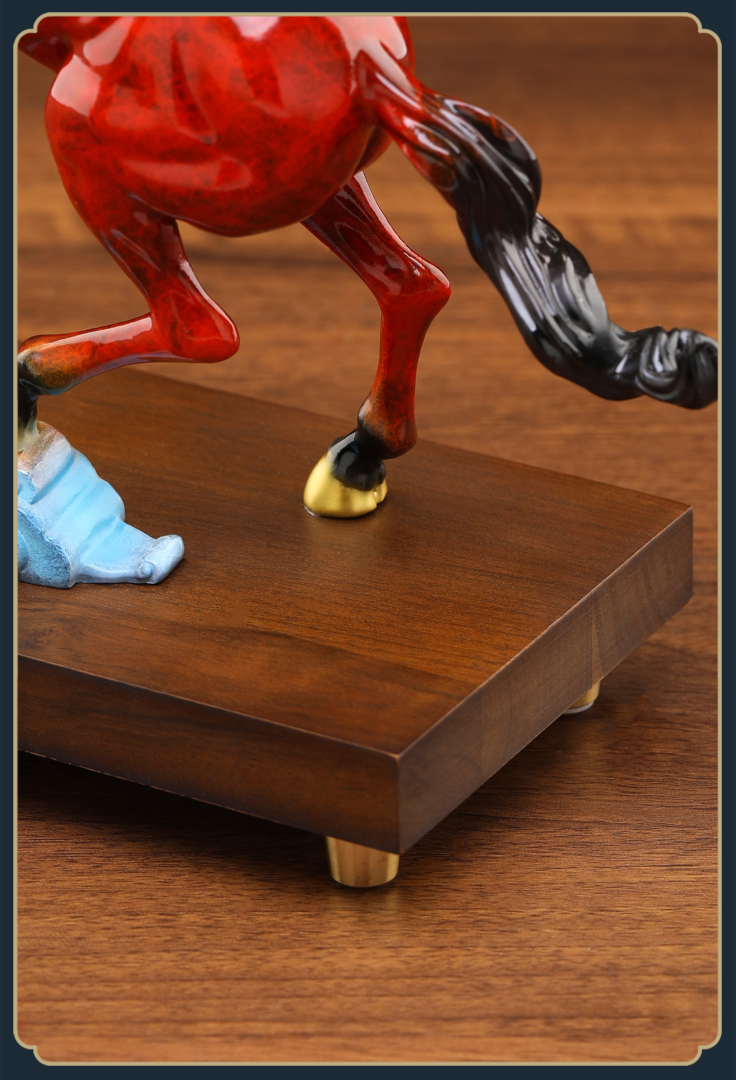 "Soaring Clouds" Solid Brass Horse Statue – High-Temperature Colored Metal Cure for Career Rise & Fame