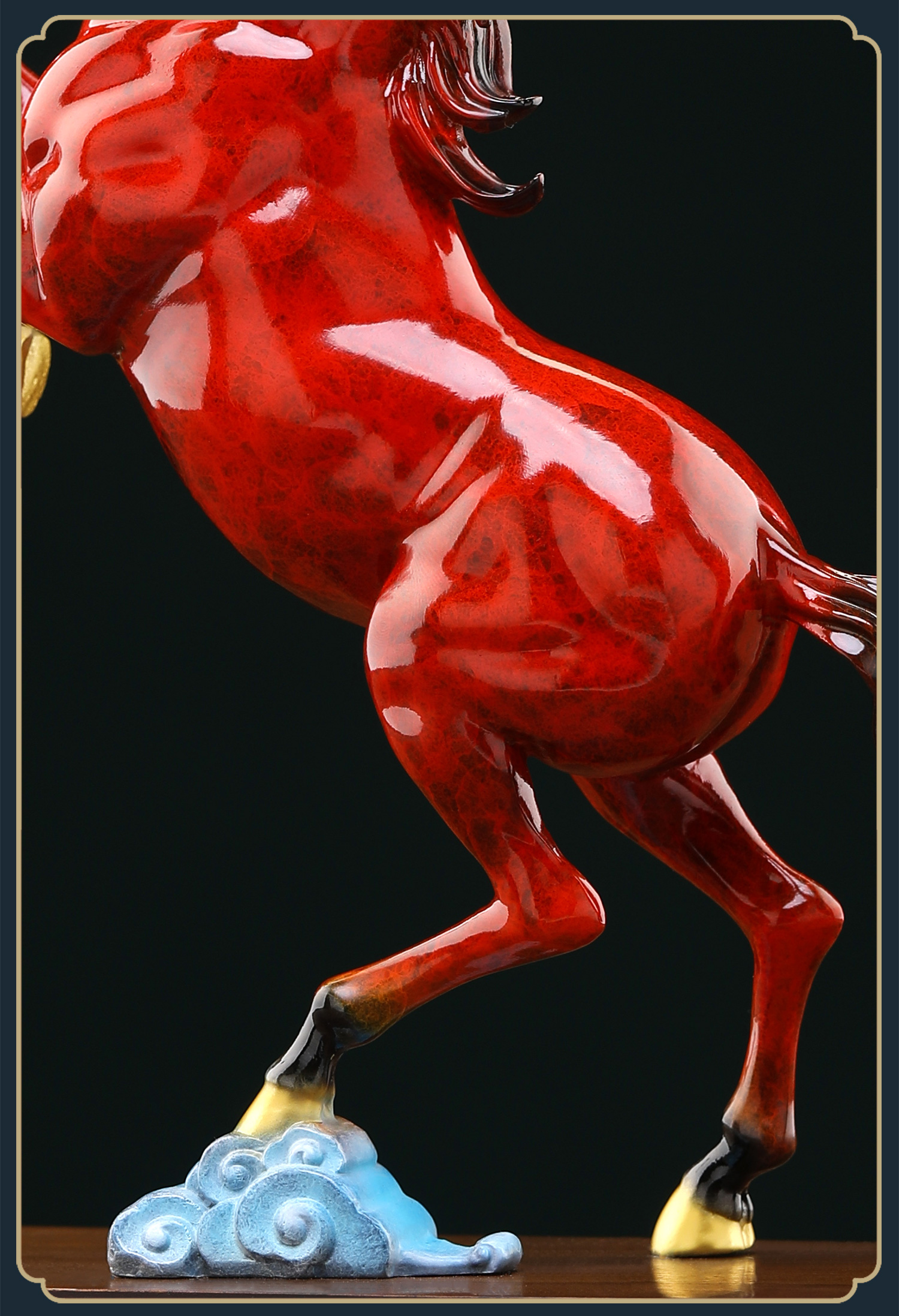 "Soaring Clouds" Solid Brass Horse Statue – High-Temperature Colored Metal Cure for Career Rise & Fame