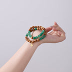 African Jade- und Sandelholz-Doppelstrang-Armband