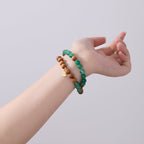 African Jade- und Sandelholz-Doppelstrang-Armband
