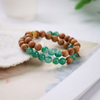 African Jade- und Sandelholz-Doppelstrang-Armband