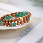 African Jade- und Sandelholz-Doppelstrang-Armband